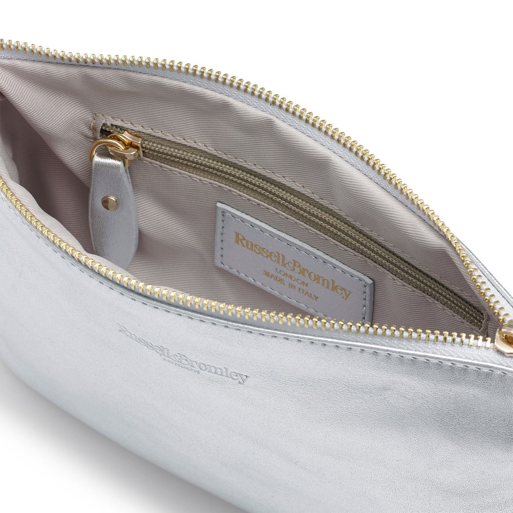 Dámské Kabelky Přes Rameno Russell & Bromley On Point Chain Zip Pouch Stříbrné | CZ-79831Q