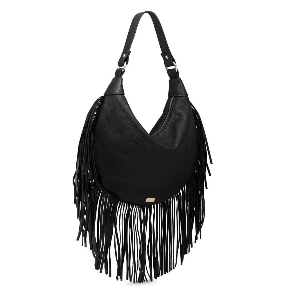 Dámské Kabelky Přes Rameno Russell & Bromley Indie Fringed Černé | CZ-91723N
