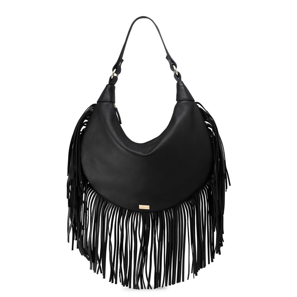Dámské Kabelky Přes Rameno Russell & Bromley Indie Fringed Černé | CZ-91723N