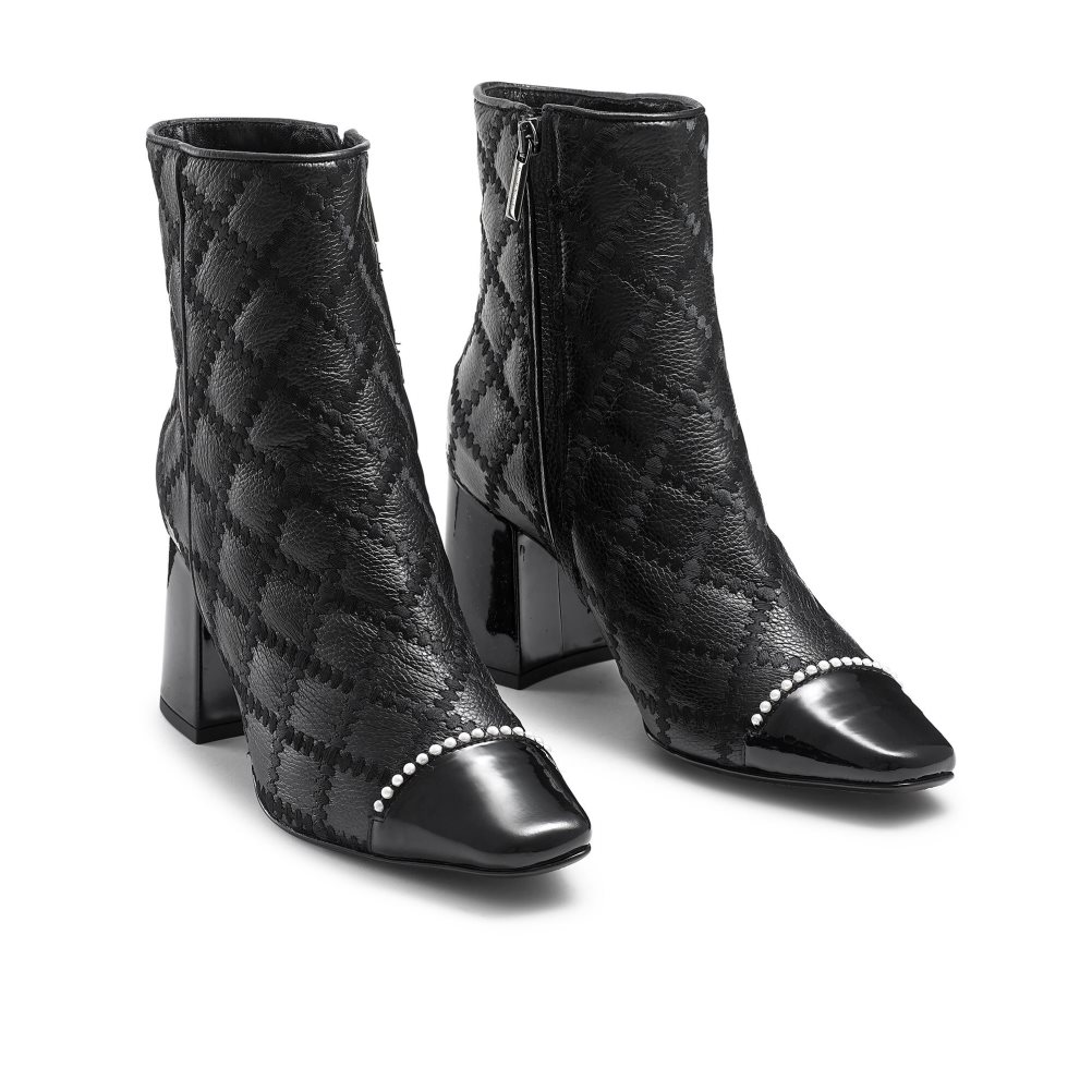 Dámské Kotníkové Boty Russell & Bromley Stitch Pearl Špicí Černé | CZ-23059R