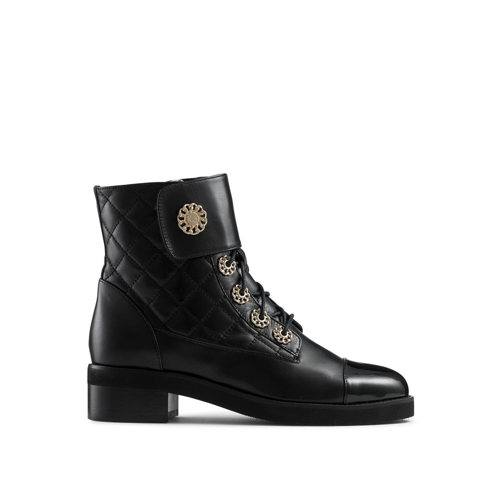 Dámské Kotníkové Boty Russell & Bromley Ringaroses Quilted Krajkové-up Černé | CZ-27148Q
