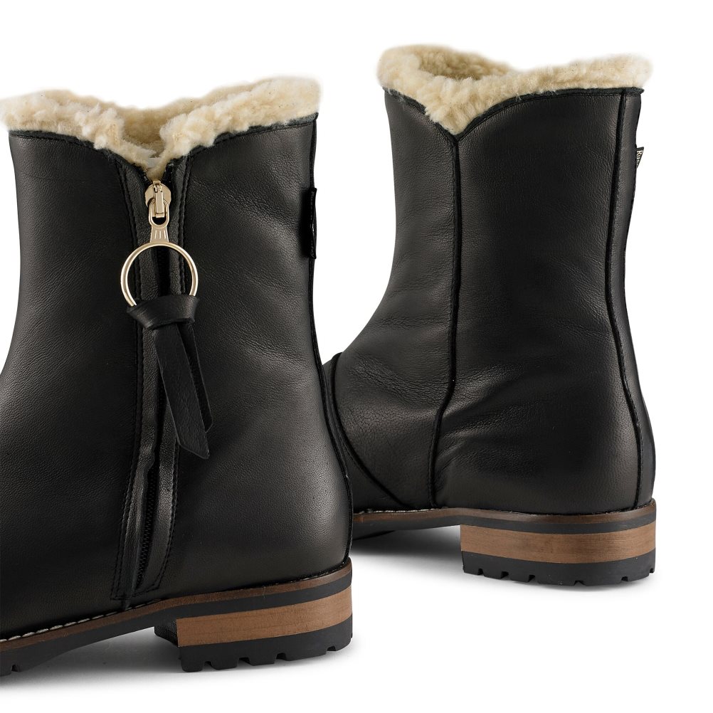 Dámské Kotníkové Boty Russell & Bromley Grizzly Warm Podšité Fur Černé | CZ-29864W