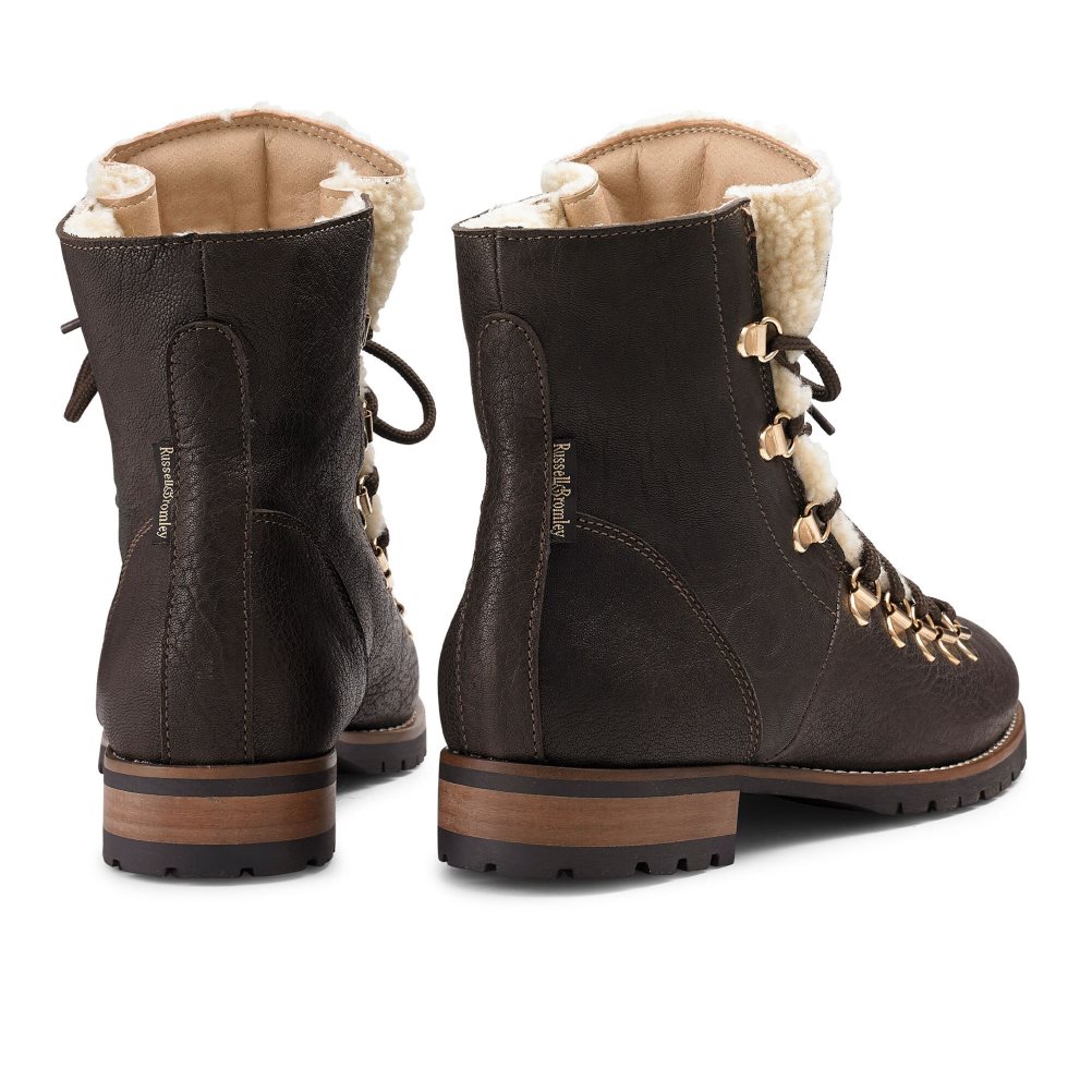 Dámské Kotníkové Boty Russell & Bromley Bear Warm Podšité Krajkové Up Tmavě Hnědé | CZ-34528W