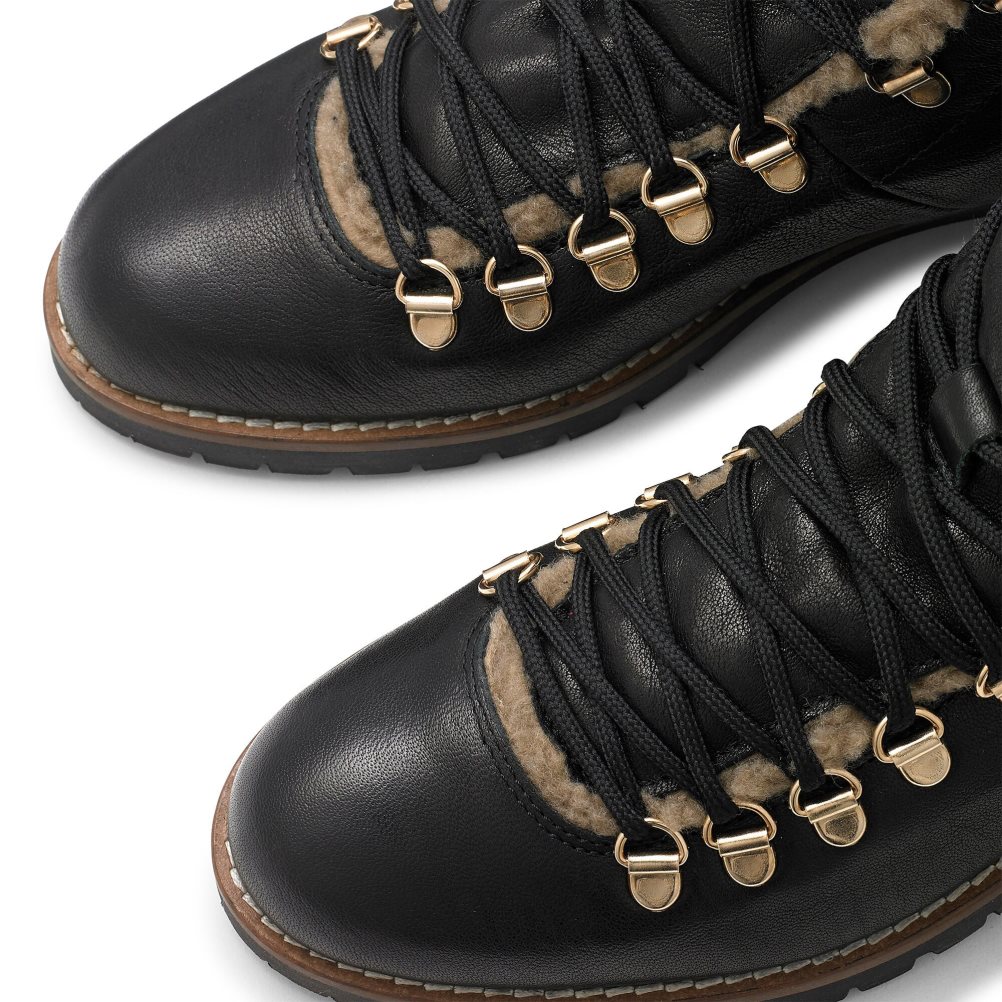 Dámské Kotníkové Boty Russell & Bromley Bear Warm Podšité Krajkové Up Černé | CZ-49785S