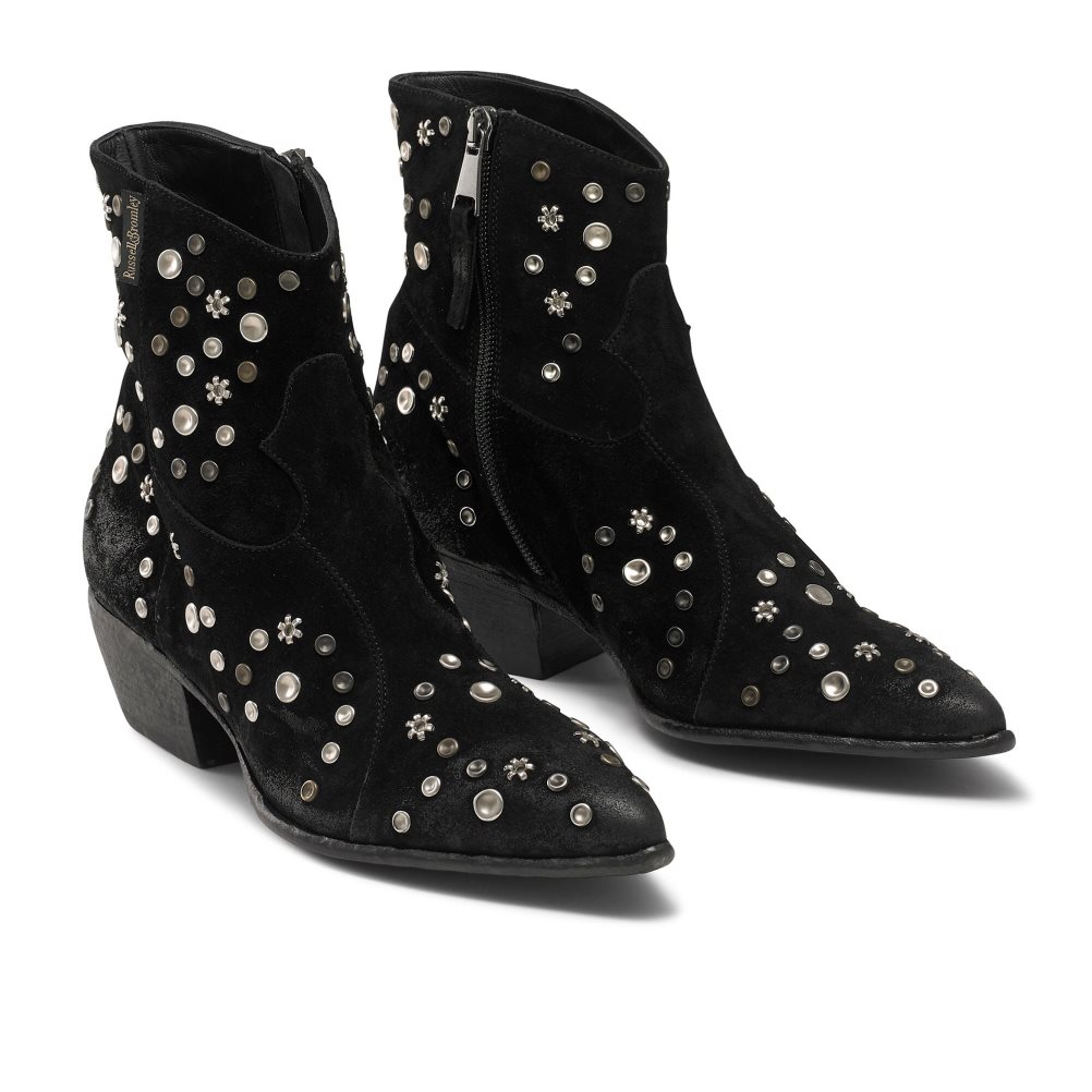 Dámské Kotníkové Boty Russell & Bromley Howdy Embellished Western Černé | CZ-56870J