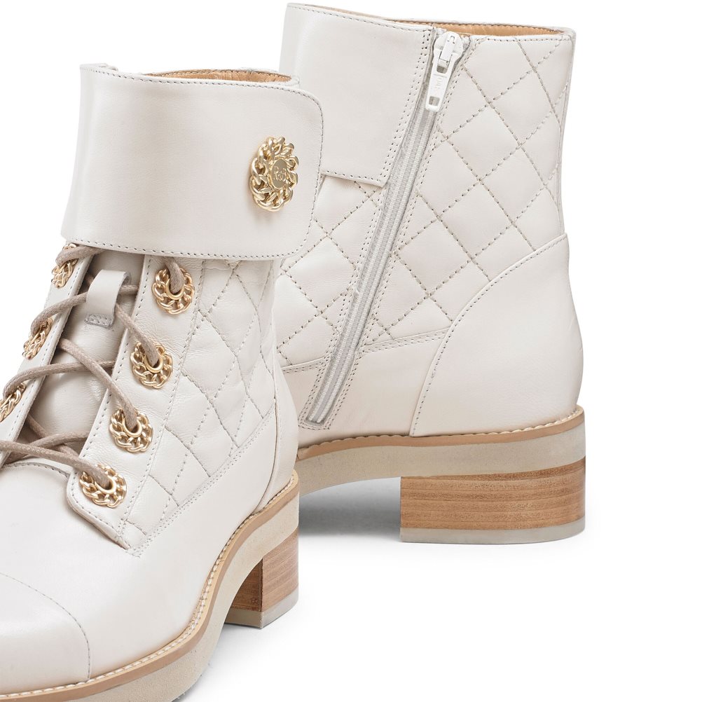 Dámské Kotníkové Boty Russell & Bromley Ringaroses Quilted Krajkové-up Bílé | CZ-63784J