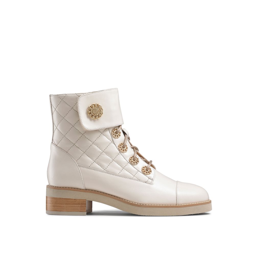 Dámské Kotníkové Boty Russell & Bromley Ringaroses Quilted Krajkové-up Bílé | CZ-63784J
