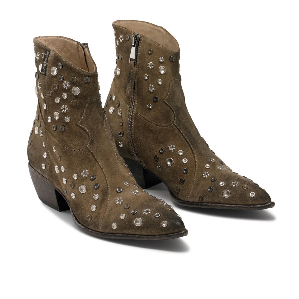 Dámské Kotníkové Boty Russell & Bromley Howdy Embellished Western Hnědé | CZ-69430F