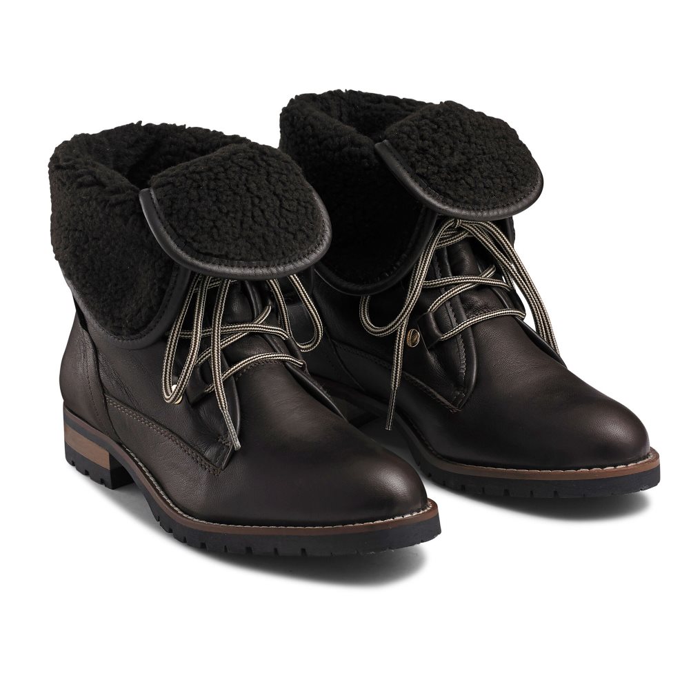 Dámské Kotníkové Boty Russell & Bromley Cuddly Faux-wool Hiker Tmavě Hnědé | CZ-72958B