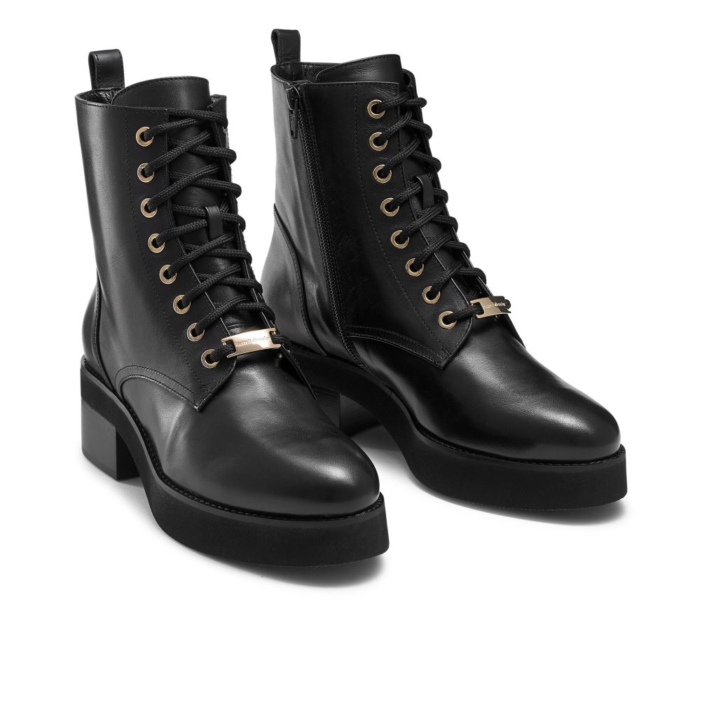 Dámské Kotníkové Boty Russell & Bromley Atom Krajkové-up Černé | CZ-78653D