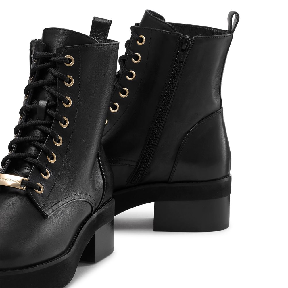 Dámské Kotníkové Boty Russell & Bromley Atom Krajkové-up Černé | CZ-78653D