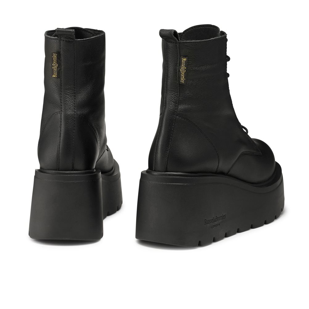 Dámské Kozačky Na Klínku Russell & Bromley Overlace Krajkové-up Černé | CZ-35201N