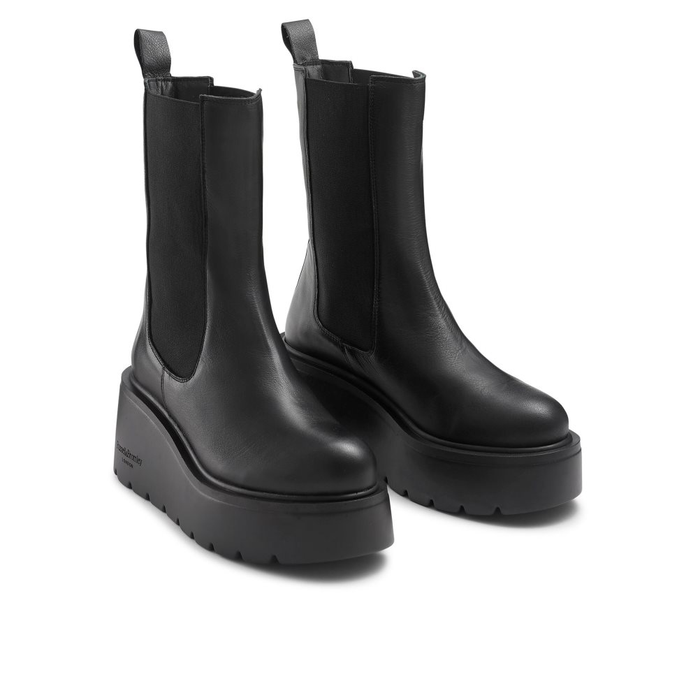 Dámské Kozačky Na Klínku Russell & Bromley Overtake Ankle Černé | CZ-65231O