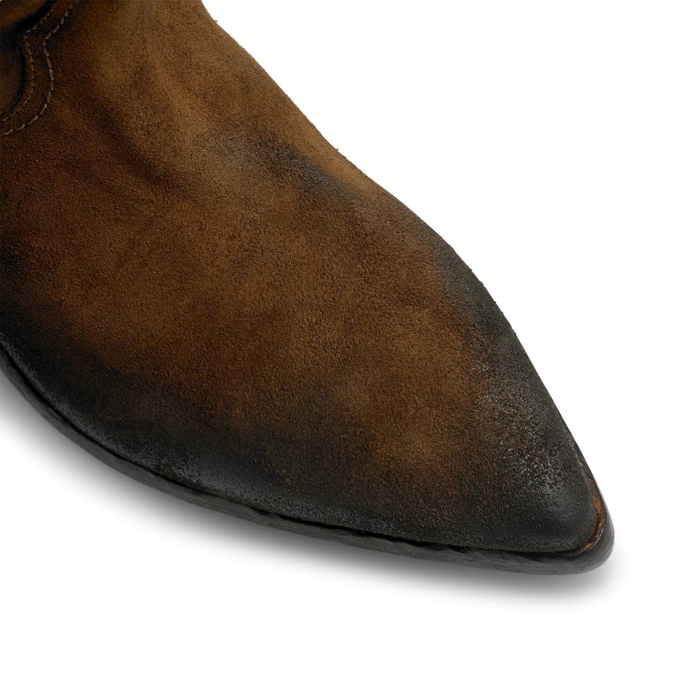 Dámské Kozačky Nad Kolena Russell & Bromley Wildwest Embroidered Western Hnědé | CZ-09527M