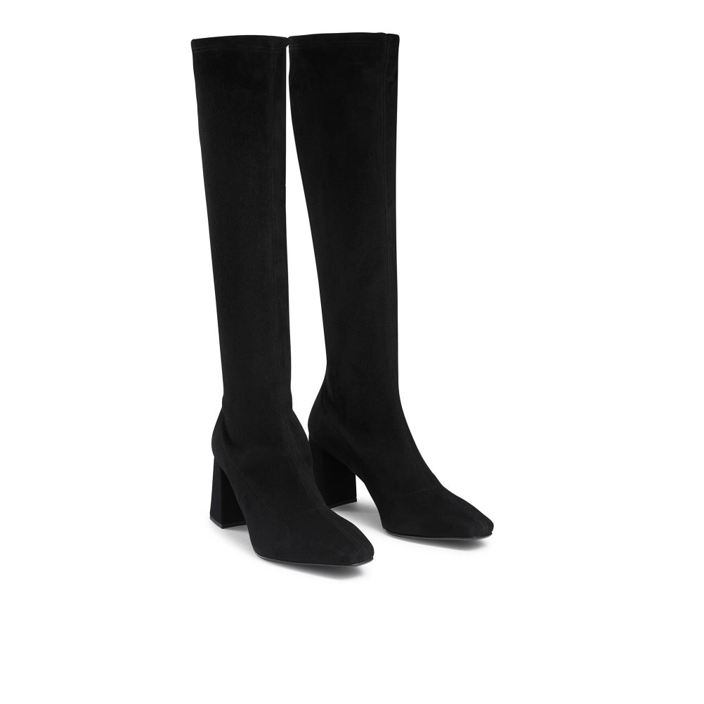 Dámské Kozačky Nad Kolena Russell & Bromley Overnight Stretch Semišové Černé | CZ-27350X