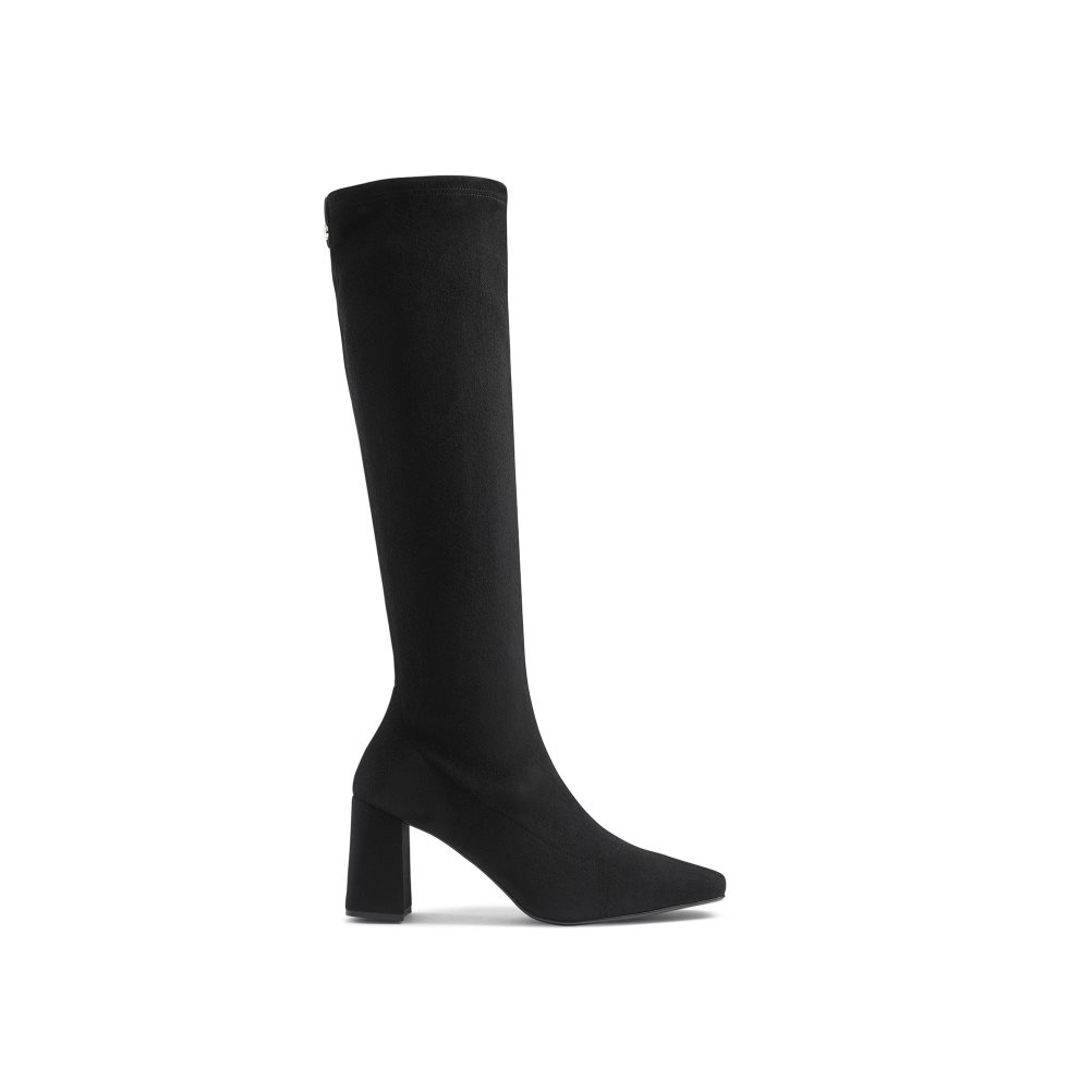 Dámské Kozačky Nad Kolena Russell & Bromley Overnight Stretch Semišové Černé | CZ-27350X