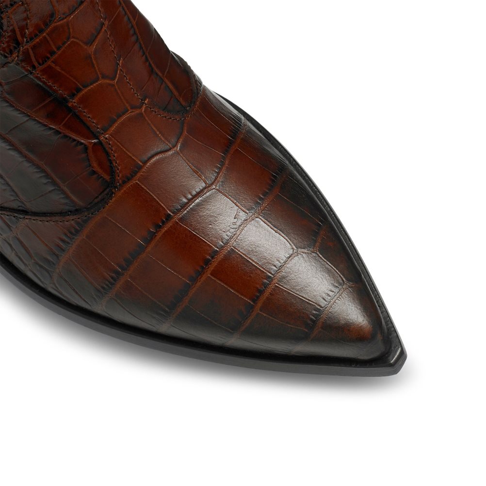 Dámské Kozačky Nad Kolena Russell & Bromley Saloon Western Tmavě Hnědé | CZ-41259S