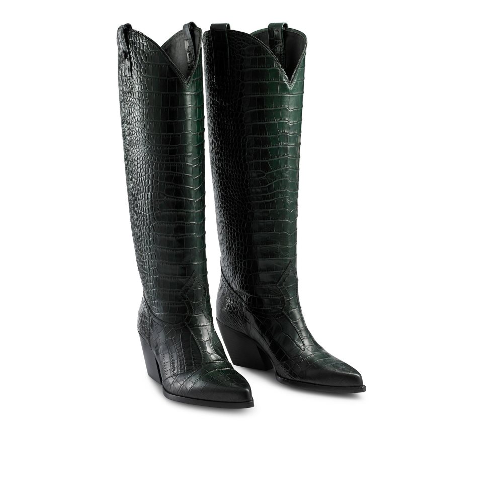 Dámské Kozačky Nad Kolena Russell & Bromley Saloon Western Zelene | CZ-78564V