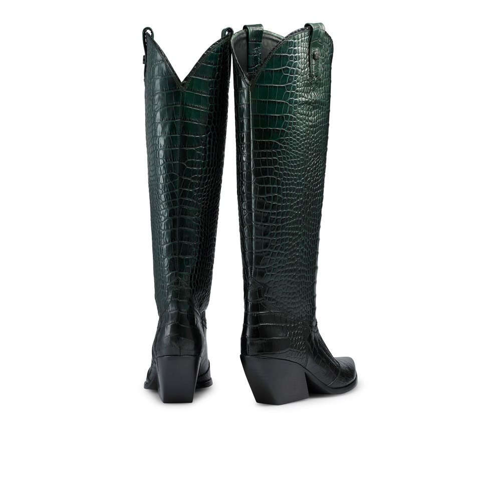 Dámské Kozačky Nad Kolena Russell & Bromley Saloon Western Zelene | CZ-78564V