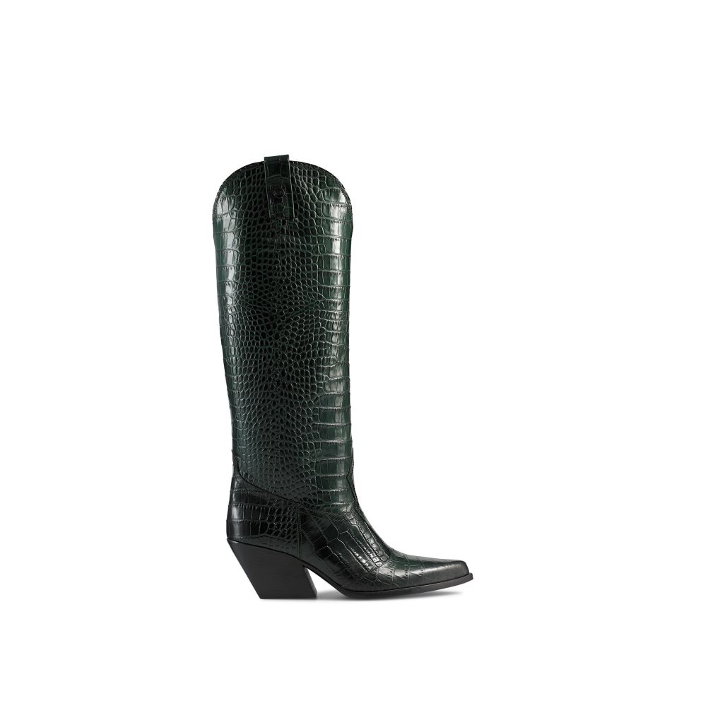 Dámské Kozačky Nad Kolena Russell & Bromley Saloon Western Zelene | CZ-78564V
