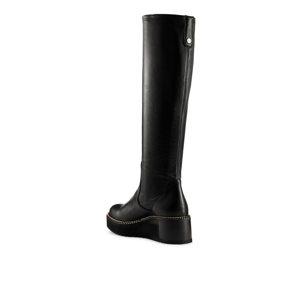 Dámské Kozačky Nad Kolena Russell & Bromley Uptight Stretch Klínku Černé | CZ-80612F