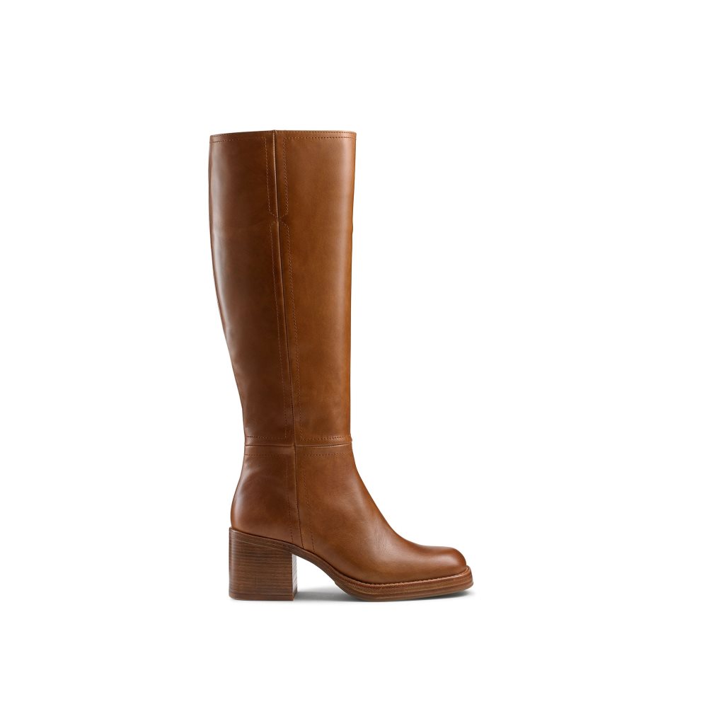 Dámské Kozačky Nad Kolena Russell & Bromley Gaucho Block Heel Tmavě Hnědé | CZ-98731B