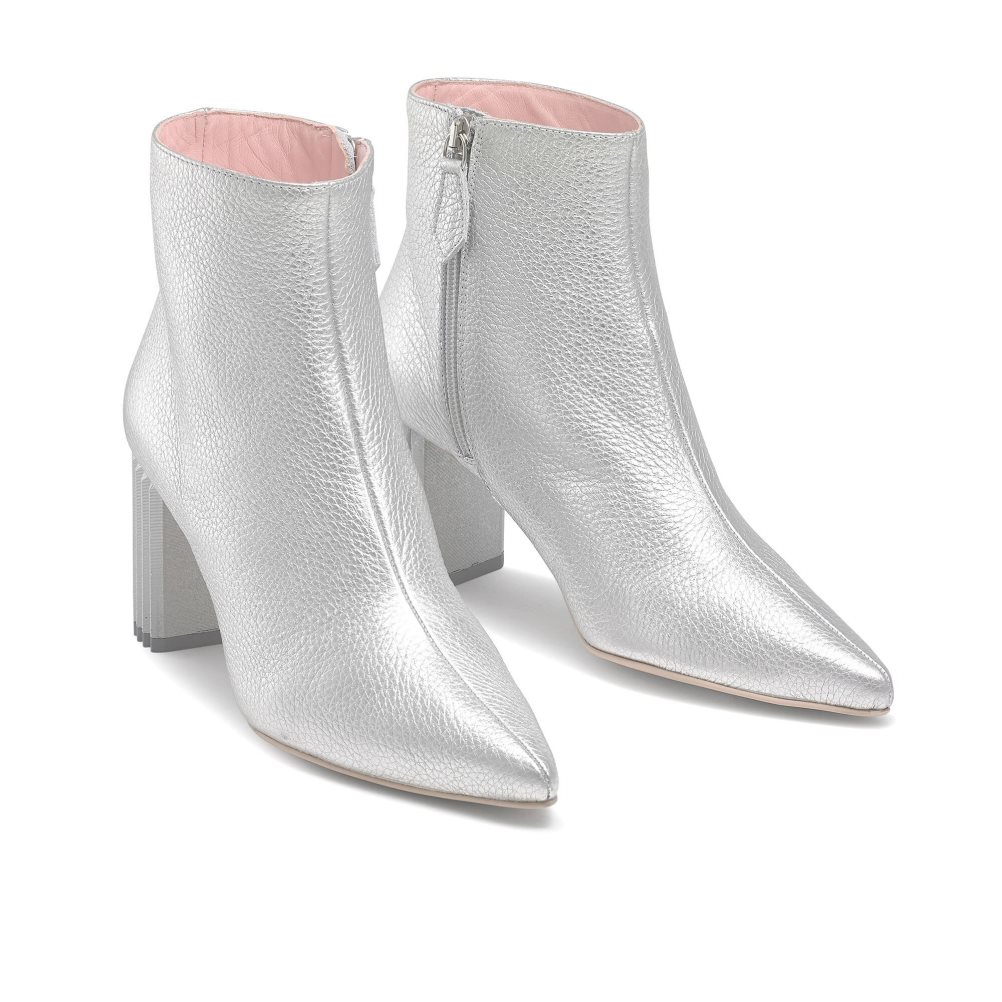 Dámské Kozačky na Podpatku Russell & Bromley Athenaboot Pointed Stříbrné | CZ-67105N