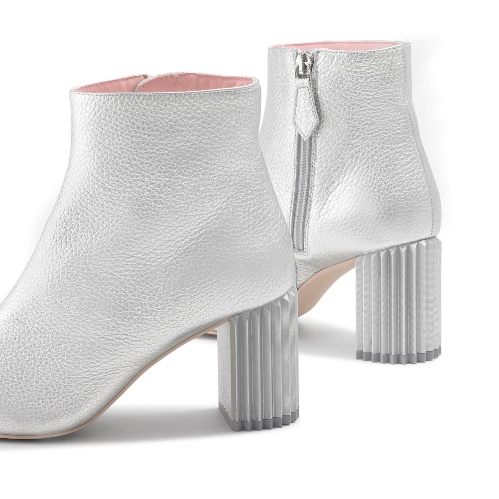 Dámské Kozačky na Podpatku Russell & Bromley Athenaboot Pointed Stříbrné | CZ-67105N