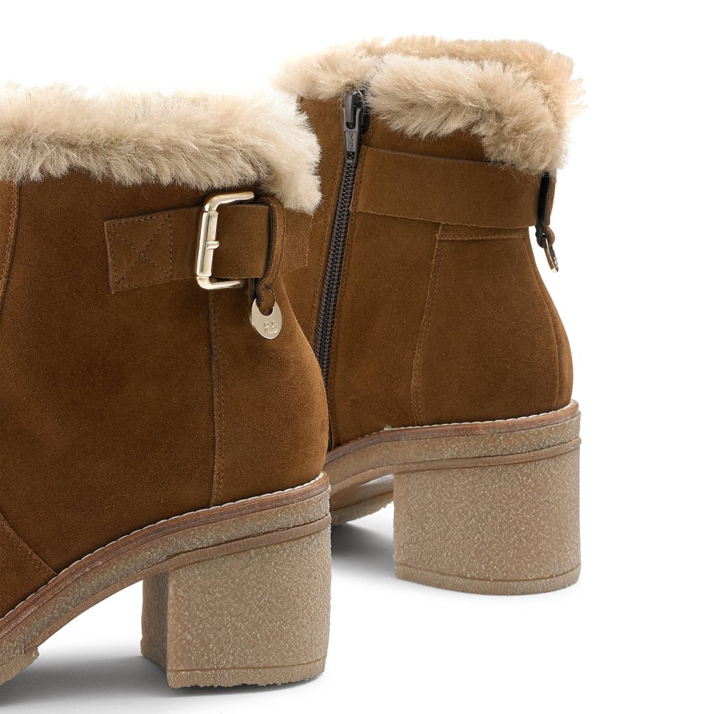 Dámské Kozačky na Podpatku Russell & Bromley Advent Block Hnědé | CZ-83169G