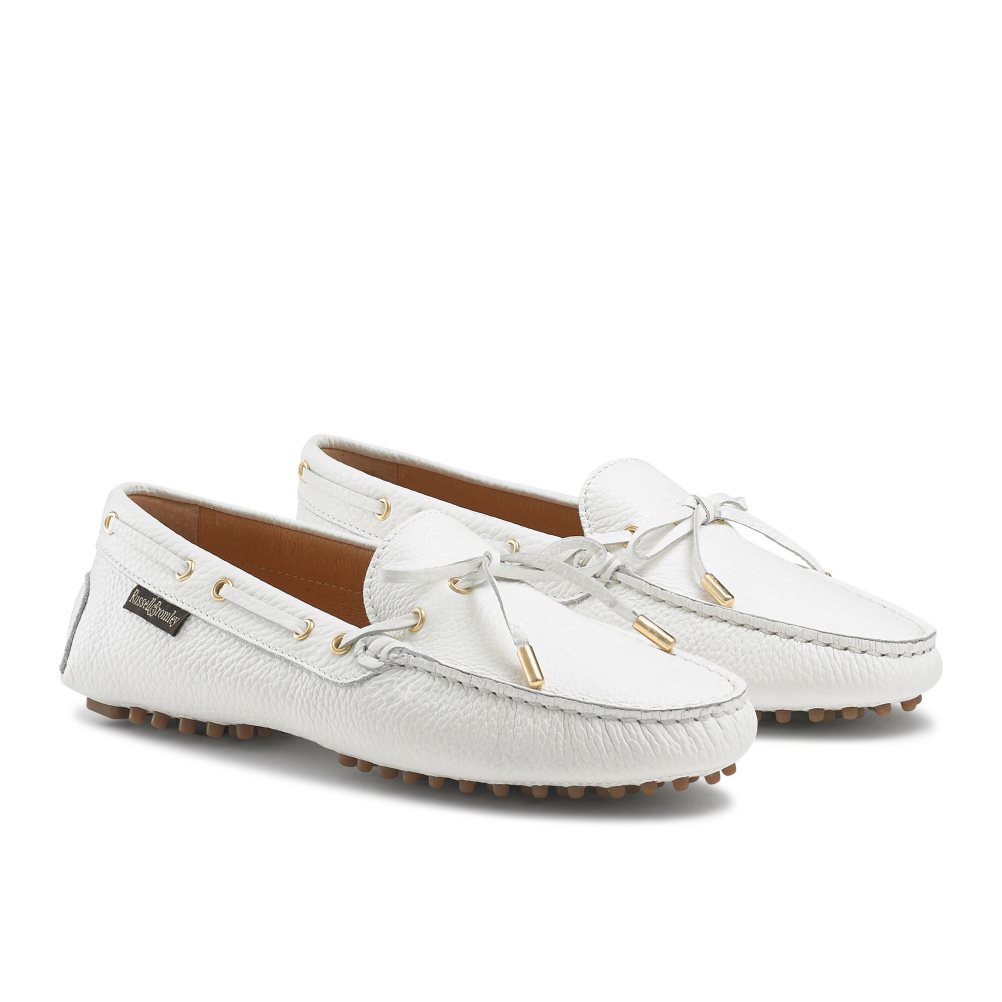 Dámské Loafers Russell & Bromley Strada Bow Trim Driver Bílé | CZ-17592X