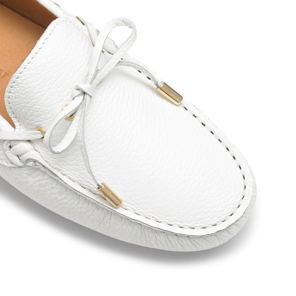 Dámské Loafers Russell & Bromley Strada Bow Trim Driver Bílé | CZ-17592X