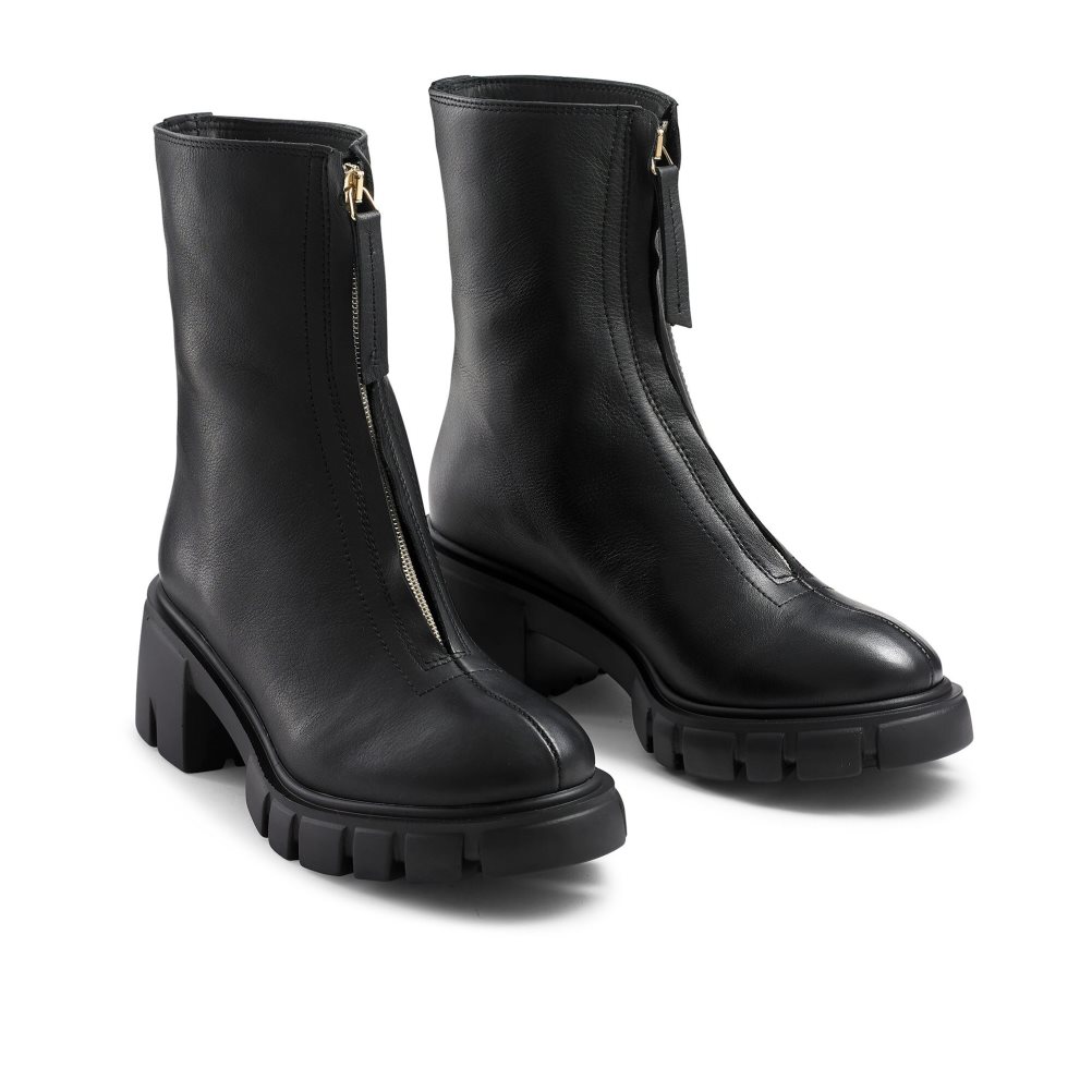 Dámské Masivní Boty Russell & Bromley Zipabout Zip Front Černé | CZ-05816H