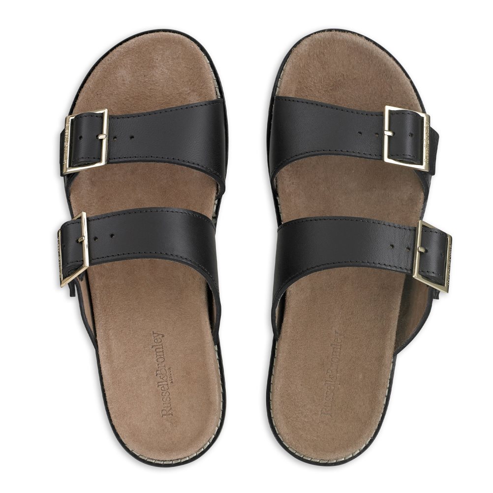 Dámské Pantofle Russell & Bromley Double Přezkou Černé | CZ-06418J