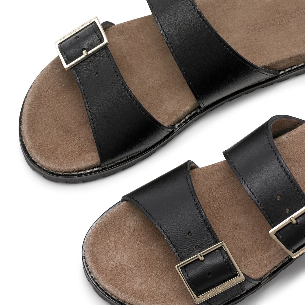 Dámské Pantofle Russell & Bromley Double Přezkou Černé | CZ-06418J