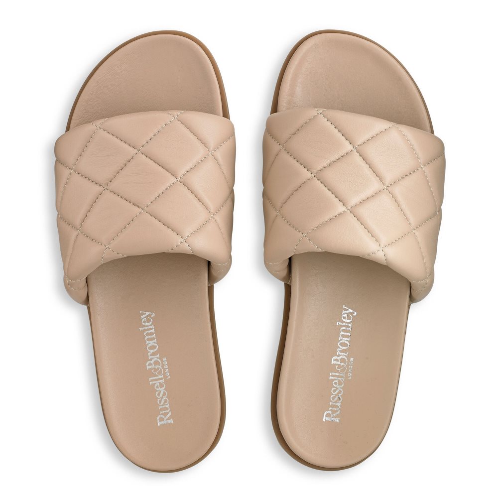 Dámské Pantofle Russell & Bromley Quilted Béžový | CZ-08413K