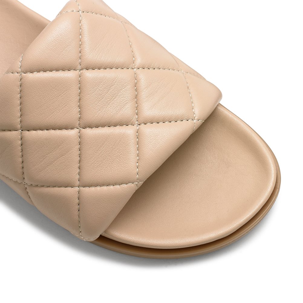 Dámské Pantofle Russell & Bromley Quilted Béžový | CZ-08413K