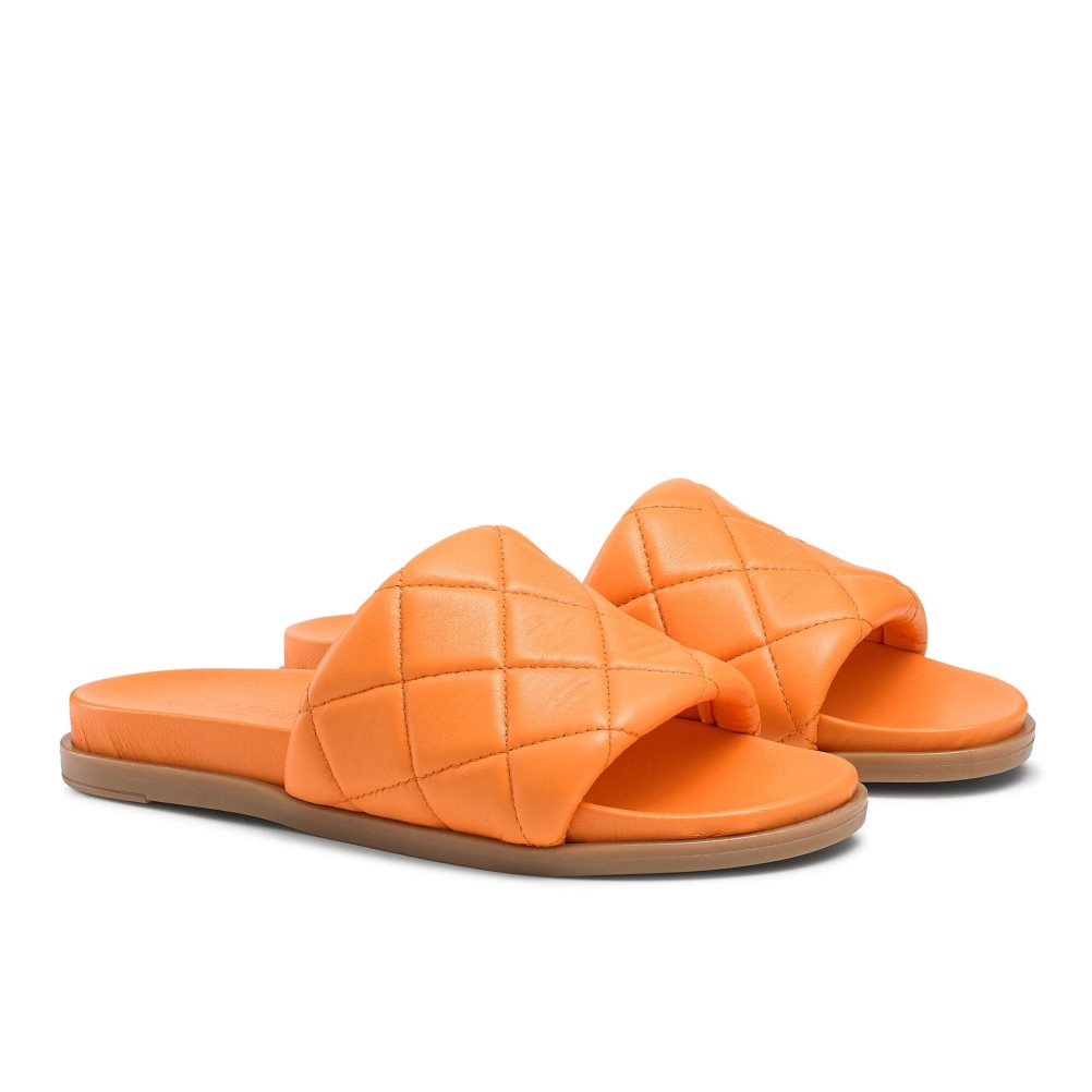 Dámské Pantofle Russell & Bromley Quilted Oranžové | CZ-09465C
