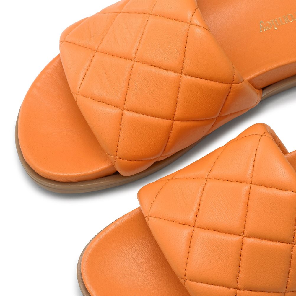 Dámské Pantofle Russell & Bromley Quilted Oranžové | CZ-09465C