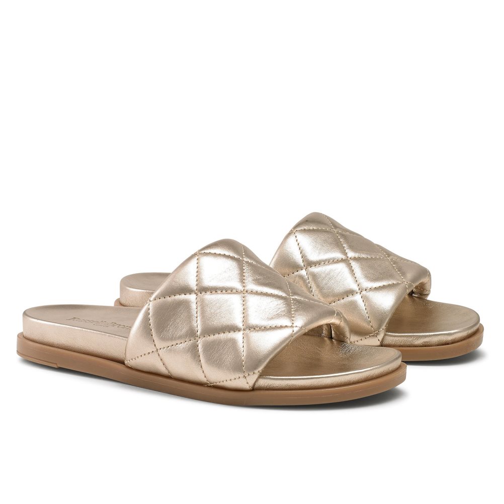 Dámské Pantofle Russell & Bromley Quilted Zlaté | CZ-89375G