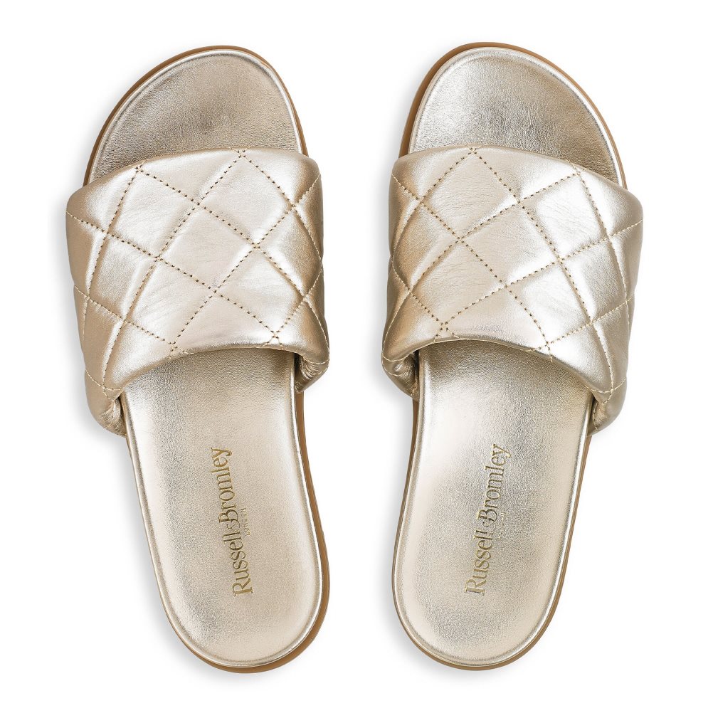 Dámské Pantofle Russell & Bromley Quilted Zlaté | CZ-89375G