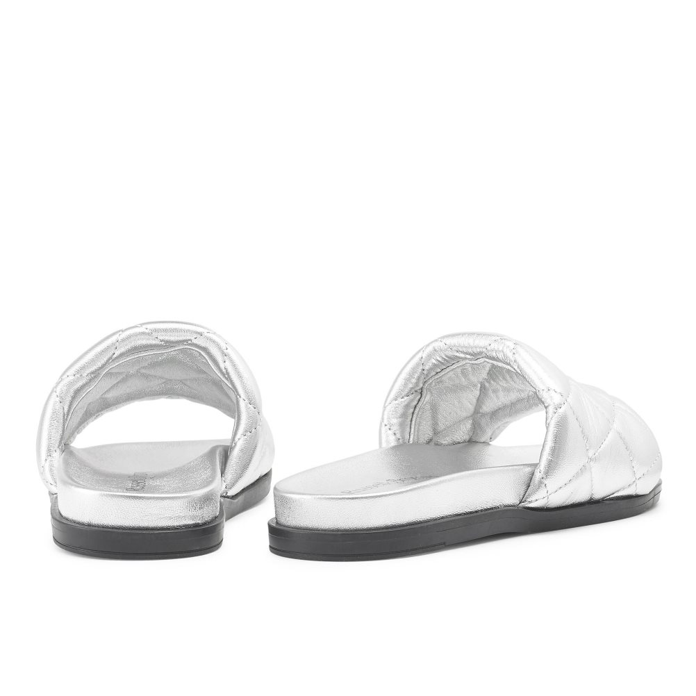 Dámské Pantofle Russell & Bromley Quilted Stříbrné | CZ-97352I