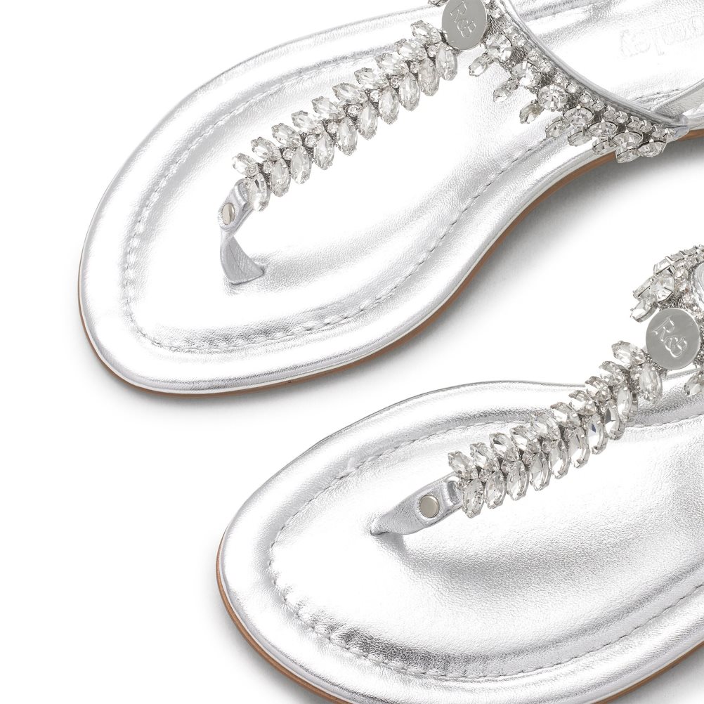 Dámské Ploché Sandály Russell & Bromley Crystal Embellished Stříbrné | CZ-27845M