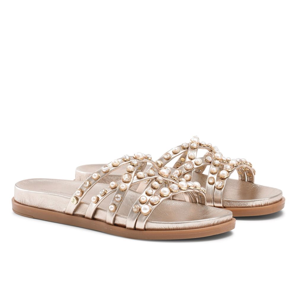 Dámské Ploché Sandály Russell & Bromley Fancy Embellished Zlaté | CZ-38516C