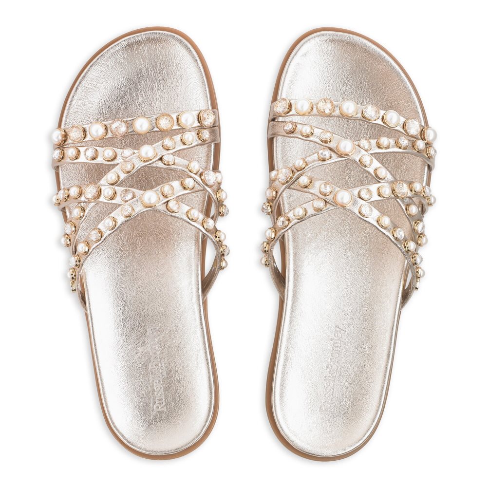 Dámské Ploché Sandály Russell & Bromley Fancy Embellished Zlaté | CZ-38516C
