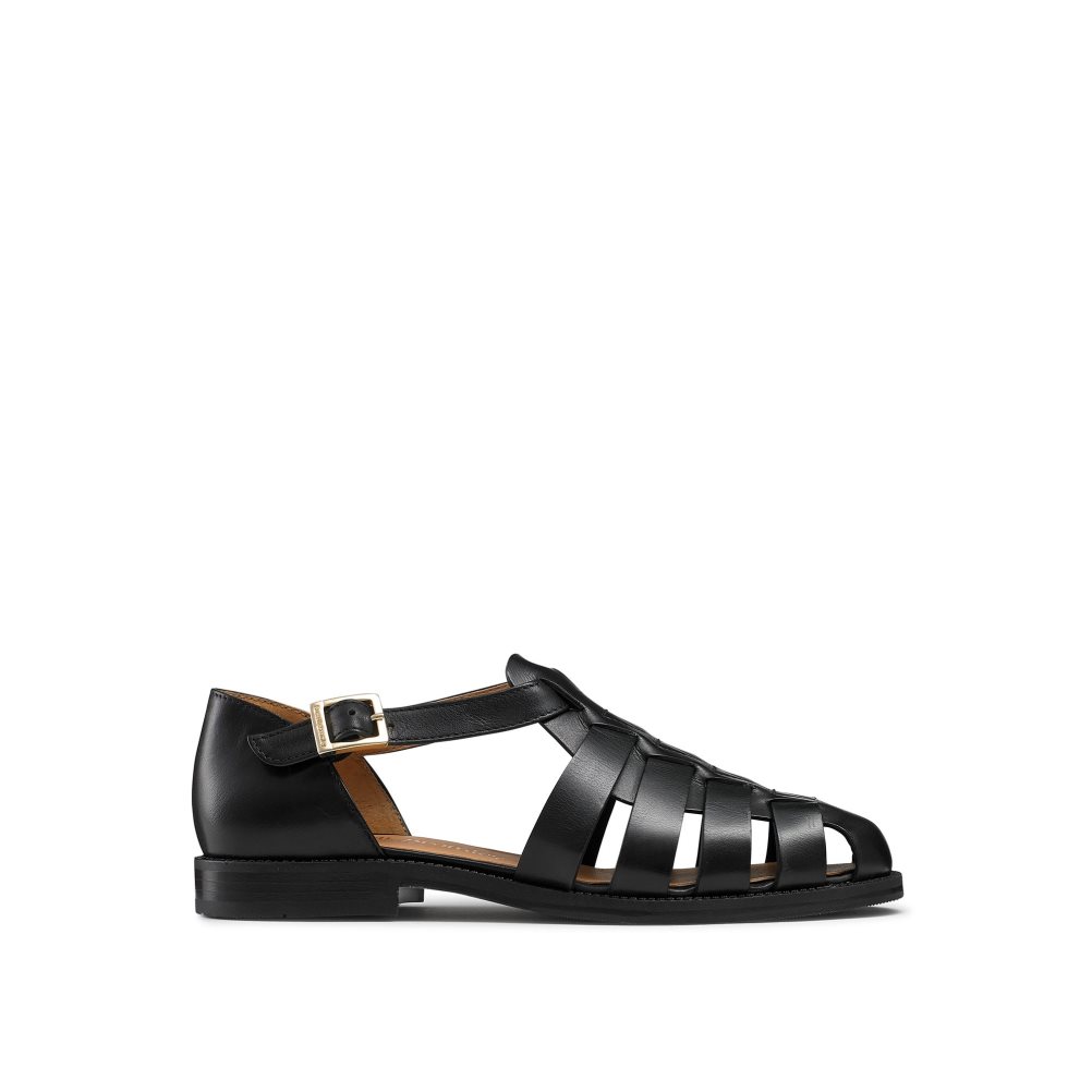 Dámské Ploché Sandály Russell & Bromley Siracuse Fisherman Černé | CZ-41258I