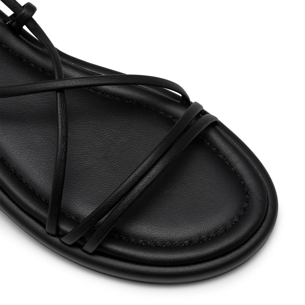 Dámské Ploché Sandály Russell & Bromley Boho Ankle Tie Černé | CZ-60538X