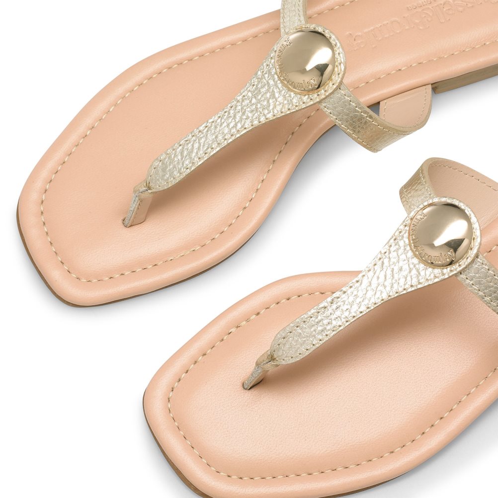Dámské Ploché Sandály Russell & Bromley Lauretta Disc Trim Špicí Zlaté | CZ-69531V