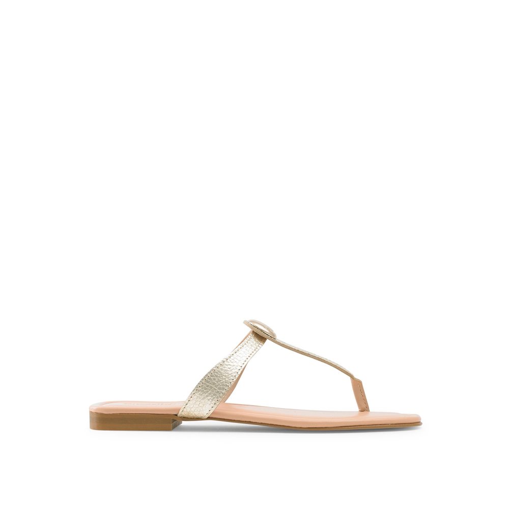 Dámské Ploché Sandály Russell & Bromley Lauretta Disc Trim Špicí Zlaté | CZ-69531V