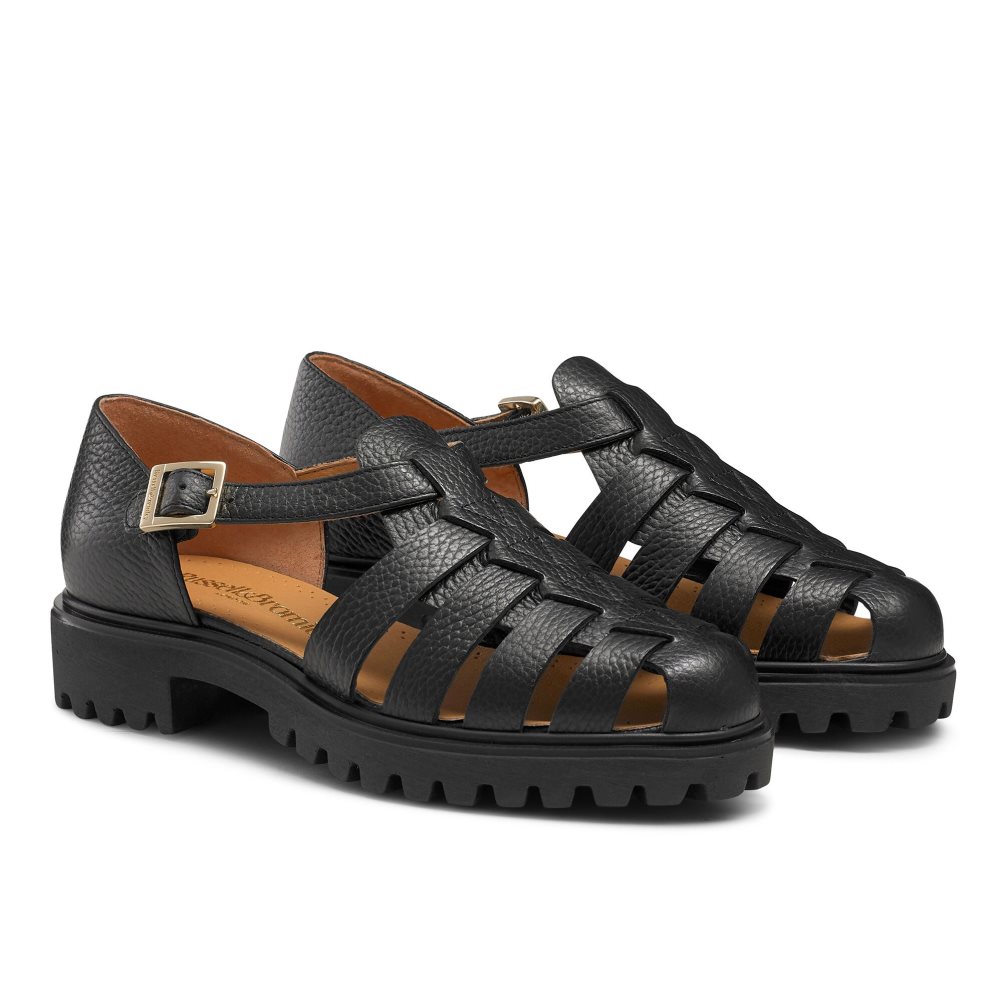 Dámské Ploché Sandály Russell & Bromley Sicily Tlustý Fisherman Černé | CZ-93561Z