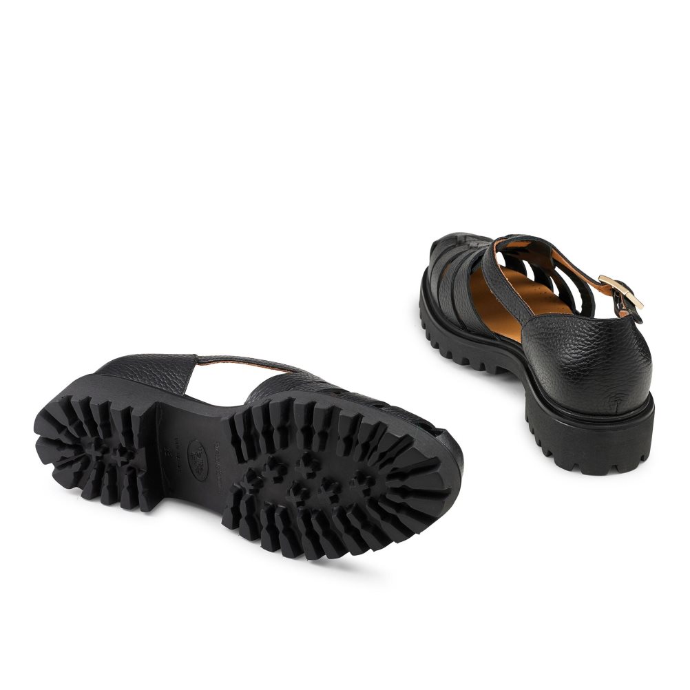 Dámské Ploché Sandály Russell & Bromley Sicily Tlustý Fisherman Černé | CZ-93561Z